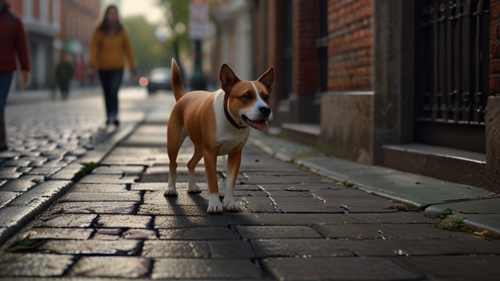 cachorro andando na rua