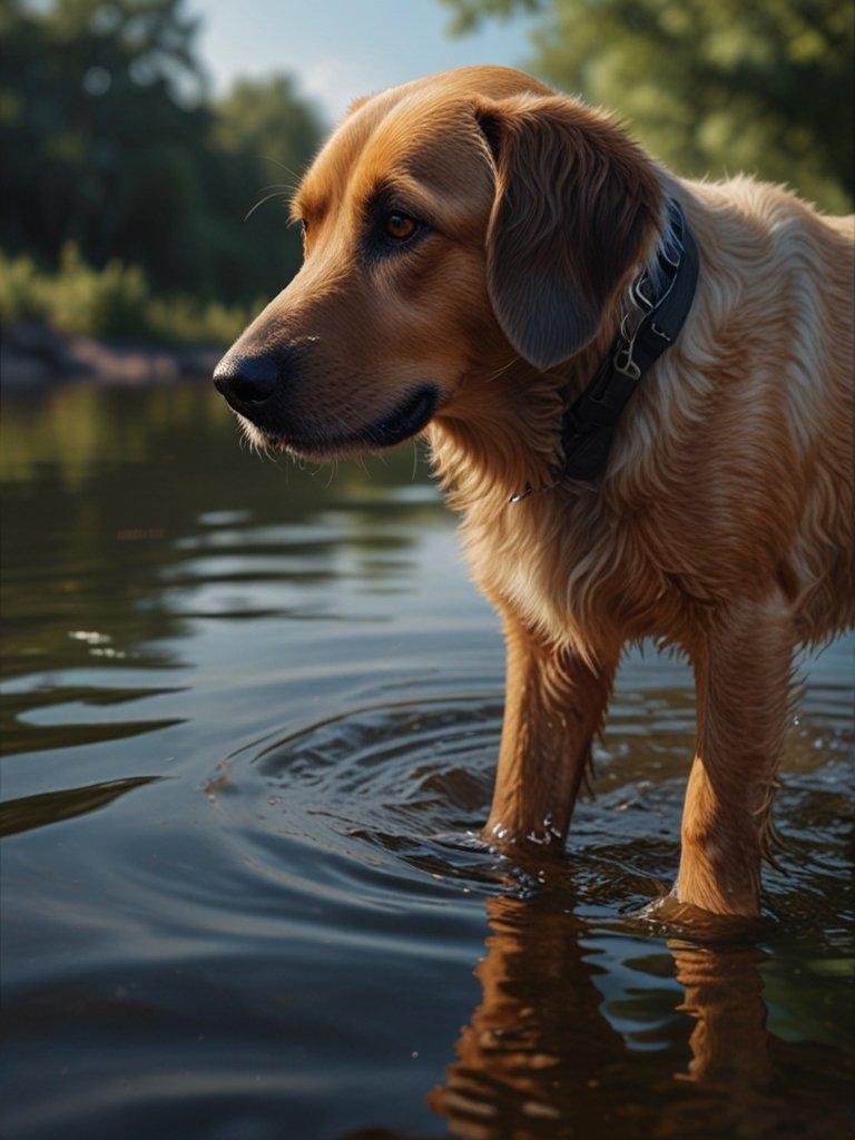 cachorro no rio