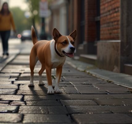 cachorro andando na rua