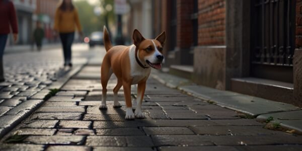 cachorro andando na rua