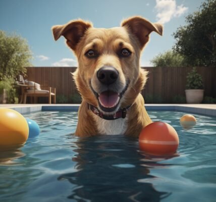 cachorro na piscina