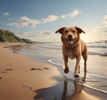 cachorro passeando na praia