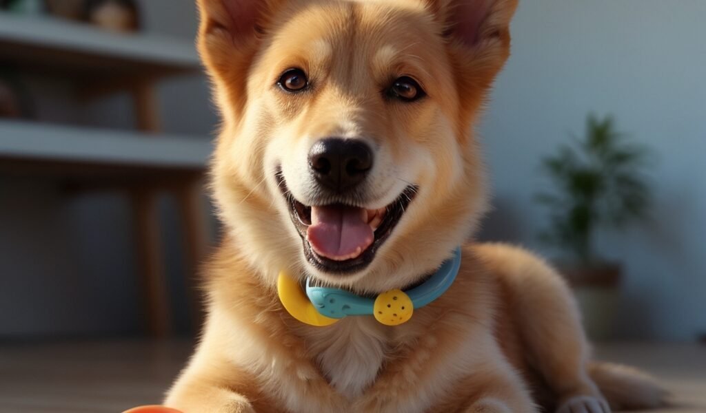 cachorro com seu mordedor