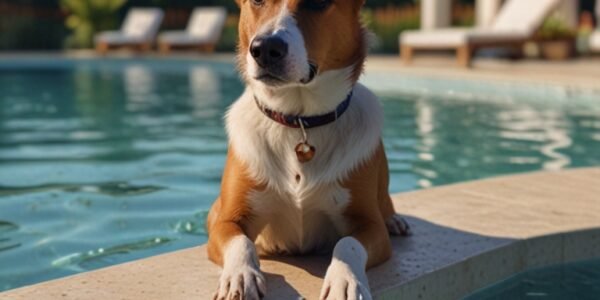 cachorro na piscina