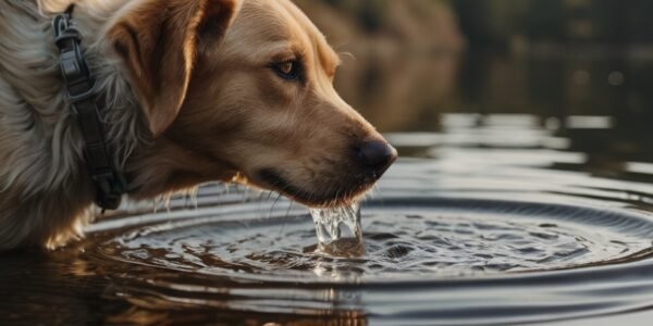 cachorro tomando água